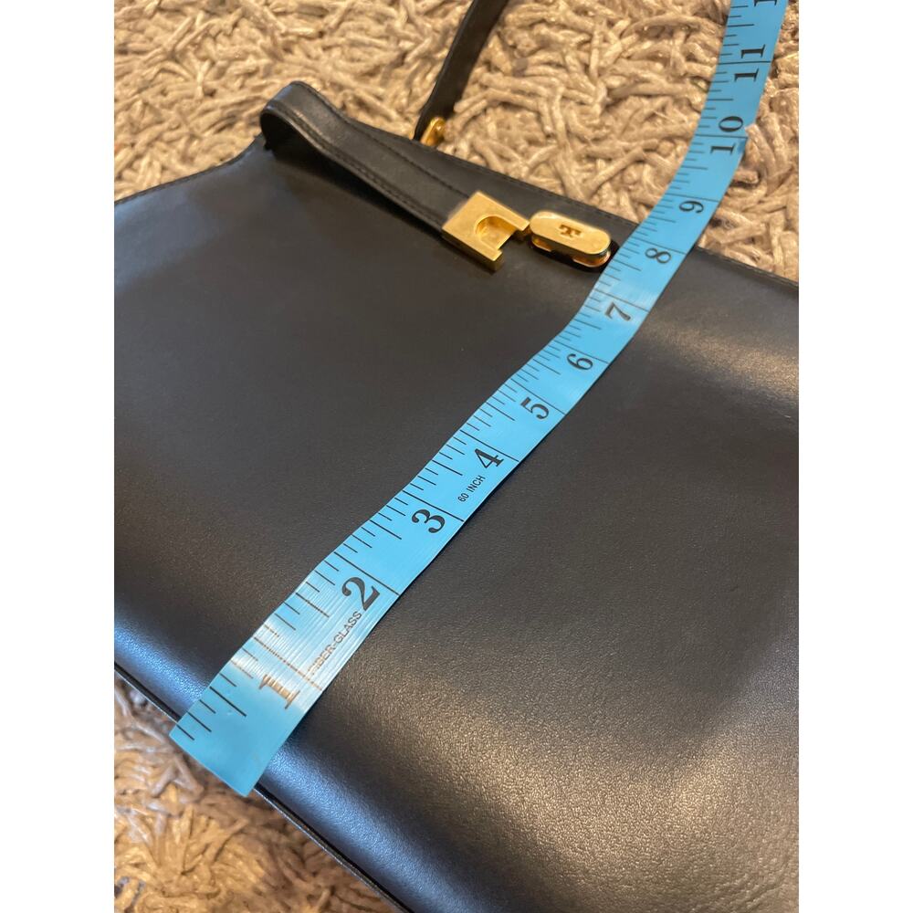 TORY BURCH Lee Radziwill Purse Lock and Key Hardware Black Leather Satchel Bag - Picture 9 of 11